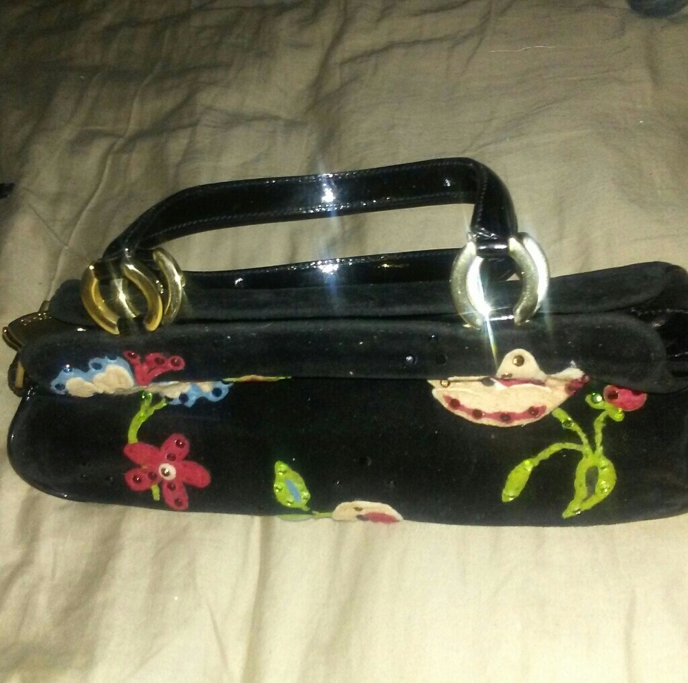 Black velvet small handbag